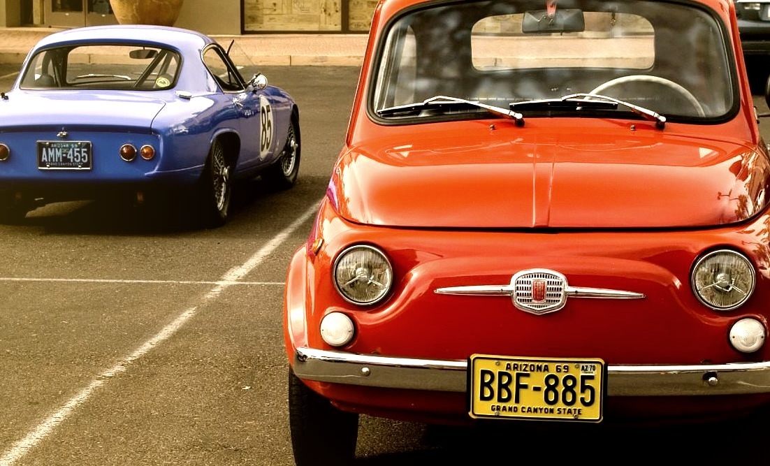 Fiat 500 and Lotus Type 14 Elite